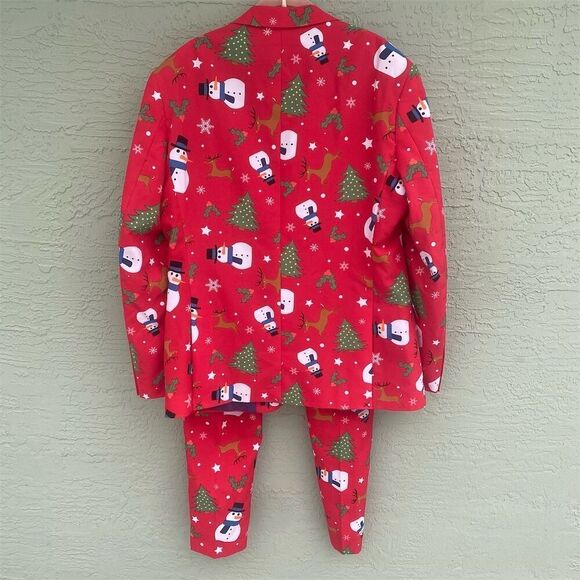 OppoSuits Men's Christmaster Christmas Suit Red Geometric Size 42 - Picture 3 of 12
